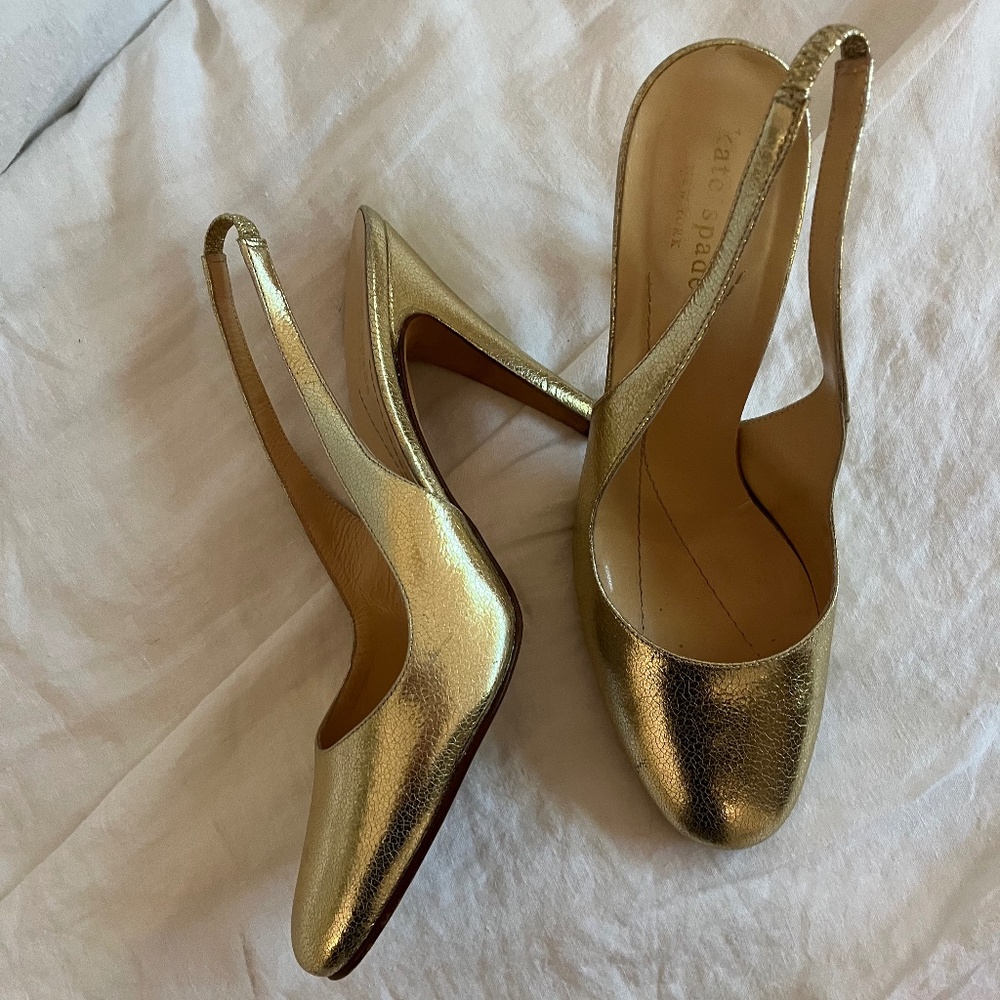 Vintage Gold Kate Spade Slingback Heels